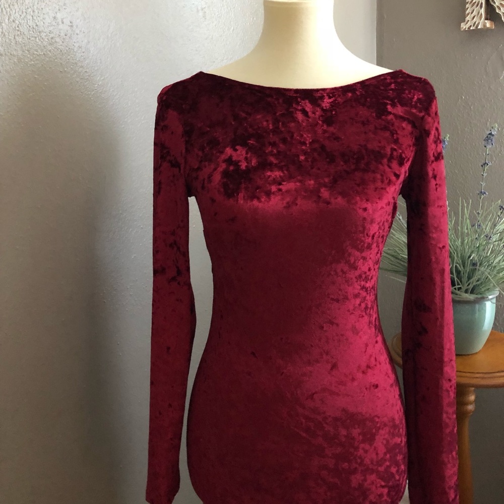 Burgundy Velvet Bodycon Dress